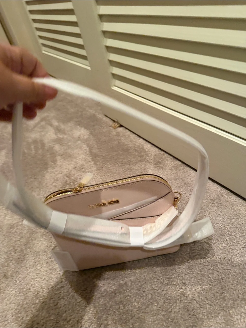 MICHAEL KORS Pale Pink Saffiano Leather Crossbody Bag